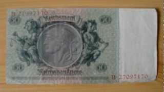 Alter 50 Reichsmark Schein  Rückseite in HD [upl. by Kushner]