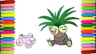 Pokemon Coloring Pages Exeggcute and Exeggutor [upl. by Alyehc763]