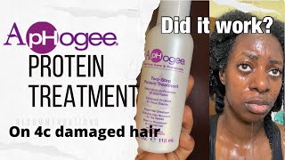 Trying Aphogee 2 step protein treatment on heat damaged 4c hair [upl. by Nailij332]