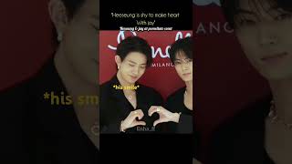 Heeseung is shy to make heart with jay🙃heejay at pomellato💞enhypenheeseungjaypomellatoheejay [upl. by Idas]