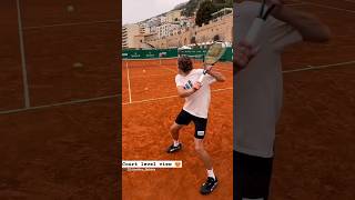 Stefanos Tsitsipas practicing in MonteCarlo Awesome court level view tennis [upl. by Iridis]