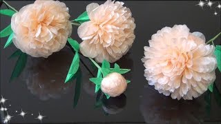 （ペーパーフラワー）簡単！芍薬の花の作り方 【DIY】Paper FlowerEasy Peony [upl. by Eckardt]