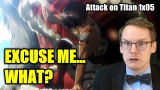 GETTING EATEN BY CHARLES DARWIN MUST SUCK  Attack on Titan 1x05 BLIND REACTION [upl. by Alemat152]