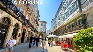 A Coruña en verano 2024 Caminando desde Plaza de Ourense por la marina hasta Plaza de María Pita [upl. by Carie]