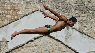 Cliff Diving Mostar Bridge Bosnia [upl. by Noiek440]