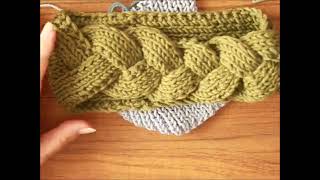 1068Stirnband mit Zopf vorne Stricken für AnfängerTutorial Handarbeit [upl. by Newbill]