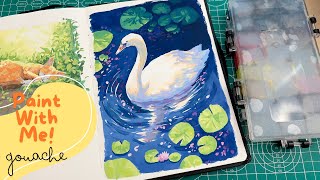 Swan Painting  Gouache Painting Tips  QampA  Chill Music  Paint With Me [upl. by Coh]