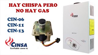 Calentador de paso instantáneo CINSA hace chispa pero no prende  Electroválvula de gas dañada [upl. by Chuck]