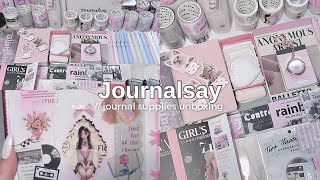 Stationery amp journal supplies  chill 🎹 unboxing ft Journalsay  ASMR journaling ♡ [upl. by Solange]