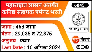 468 Post Maharashtra Government Jobs । Mahavitaran Bharti 2024 । Junior Assistant Accounts Jobs [upl. by Buffy]