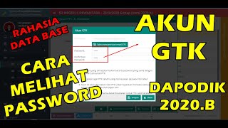 CARA MELIHAT PASSWORD AKUN PTK PADA DAPODIK VERSI 2020B [upl. by Aihtnis]