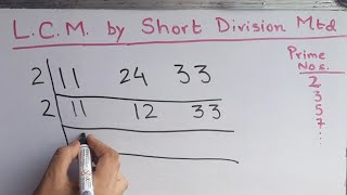 LCM Least Common Multiple of 11  24 and 33 by Short Division method mathstubelearning123 [upl. by Elwaine]