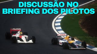 Prost defende Senna em discussão com Mansell no Briefing [upl. by Kempe]