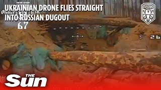 Ukrainian FPV drone flies straight into Russian dugout blowing it up [upl. by Aryad408]