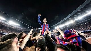 VIDEO Barcelona vs PSG 61  Lionel Messi Reaction to Barcelonas 6th goal with the fans [upl. by Atinal169]