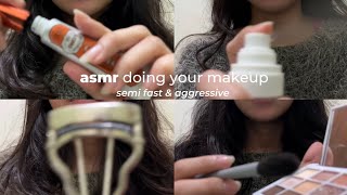 asmr doing your makeup  semi fast amp aggressive camera touching [upl. by Ettennan960]