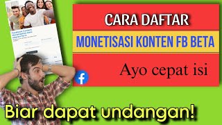 CARA DAFTAR MONETISASI KONTEN FACEBOOK BETA 2025 BIAR DAPAT UNDANGAN [upl. by Reivaz350]