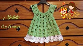 Vestido bebe a crochet tutorial paso a paso 6  8 meses Parte 1 de 2 tığ işi bebek elbisesi [upl. by Yltnerb19]