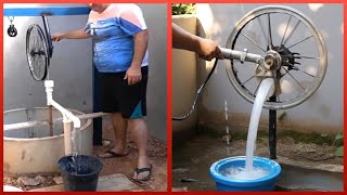 Easy DIY Water Pump With PVC and a Bike  Homemade Engineering  by OficinaGaragem [upl. by Malamut432]