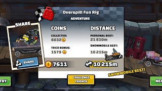 Snowmobile In Overspill Fun Rig  Hill Climb Racing 2 [upl. by Kramal]