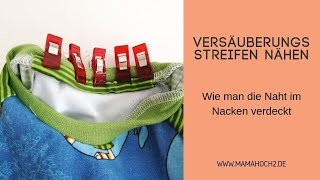 Naht im Nacken mit Streifen abdecken  Versäuberungsstreifen nähen für AnfängerTutorial [upl. by Ahsenor274]