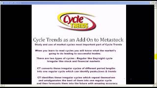 CycleTrends Plus AddOn for Metastock  Introduction  Dr Issy Bacher [upl. by Nnave]