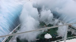 Ship in Storm  Cruise Ship Climbing Up Big Waves [upl. by Rogerg]