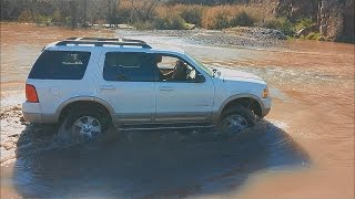 CRAZY Attempt to ford the Verde river when flooded Lifted 2005 Explorer [upl. by Lazaruk]