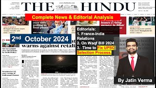 2nd October 2024  The Hindu News amp Editorial Analysis by Jatin Verma upsc hindunewspaperanalysis [upl. by Solorac]