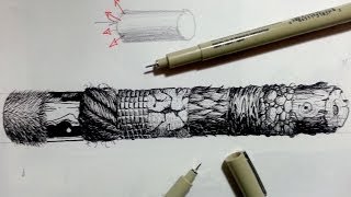 Pen amp Ink Drawing Tutorials  How to create realistic textures Part 2 [upl. by Ahcsas874]