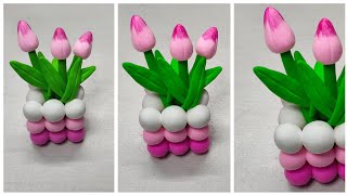 Unique clay flower bouquet makingClay craft ideashome decor ideas [upl. by Jemma]