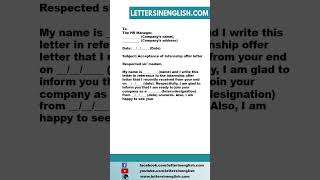 Acceptance Letter for Internship Offer  Letter of Acceptance for Internship Offer [upl. by Man]