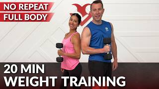 20 Min Weight Training for Weight Loss and Strength  Home Full Body Dumbbell Workout for Women Men [upl. by Seaden411]