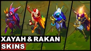 All Xayah and Rakan Skins Final Update New Champions 2017 League of Legends [upl. by Wadell]