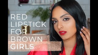 Best Red Lip Shades for Brown Tan amp MediumTone Skin  Deepica Mutyala [upl. by Eelrak]