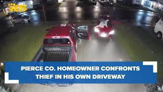 WATCH Homeowner confronts thief attempting to steal his truck [upl. by Amelie230]