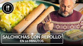 SALCHICHAS con REPOLLO en OLLA EXPRESS Una receta lista en 10 minutos [upl. by Tennek978]