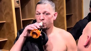 Nate Diaz CHUGS BEER after BEATING Jorge Masvidal amp CELEBRATES in LOCKER ROOM • BEHIND THE SCENES [upl. by Enej417]