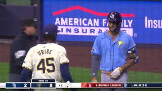 Benches clear in the RaysBrewers game in Milwaukee [upl. by Hwu]