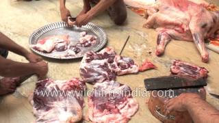 Chopping goat meat into pieces during Eid alAdha India [upl. by Neetsirhc659]