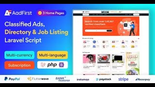 Aadfirst  Classified Ads Directory amp Job Listing Laravel ScriptBy QuomodoTheme [upl. by Eibocaj]