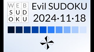 Sudoku Evil Nov 18 2024 [upl. by Eniarrol218]