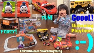 Disney Cars Lightning McQueen Tire Rack Edition Thomas amp Friends Adventures and Monster Jam Truck [upl. by Nedrah]