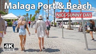 🏖️ Málaga Port Promenade amp Malagueta Beach 4K Walk  Virtual Walking Tour Spain [upl. by Everick]