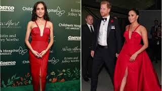 Meghan Markle Recycles Her 2021 Red Carolina Herrera Gown for Surprise Appearance at Children’s Hosp [upl. by Inalej]