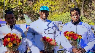 TCS NEW YORK CITY MARATHON PROFESSIONAL 1ST PLACE FINISHER INTERVIEW sports running marathon run [upl. by Eiliab]