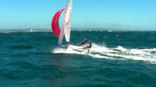 420 sailing reach with spinnaker 35 knots [upl. by Hamal]