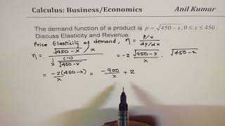 Demand Supply Function Elasticity and Revenue Calculus Application [upl. by Yur149]