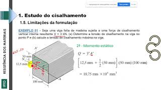 REMA I  Cisalhamento transversal e suas tensões tangenciais Exemplos [upl. by Celeski107]