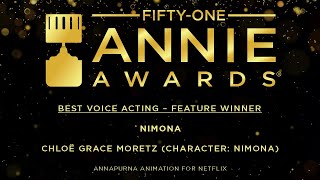 Chloë Grace Moretz winning the Annie Award in the category  Best Voice Acting  Feature [upl. by Rambort]